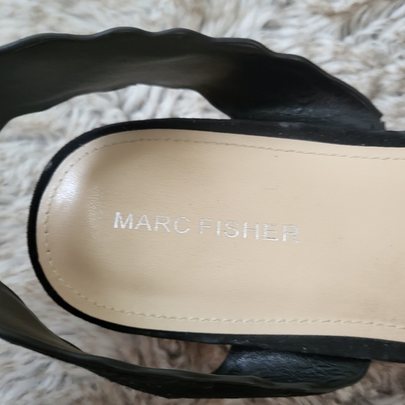 Marc Fisher Faitful Black Leather Platform Espadrille Sandals Size 10 - Picture 4 of 10